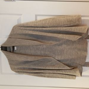 BCBGMAXAZRIA open cardigan in gray with a belt 100%  merino wool size s